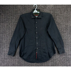 Robert Graham Shirt Mens Large Black Jacquard Cotton Long Sleeve Designer City
